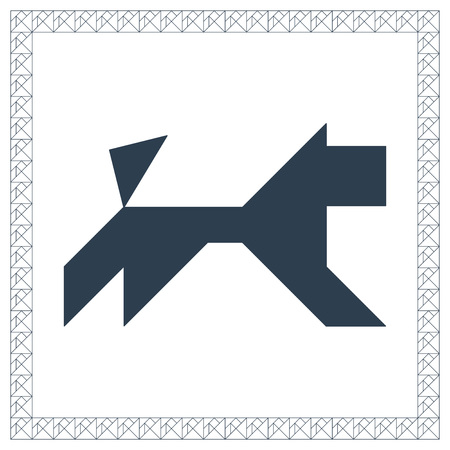Tangram brain game dog riddle flat UI color vector illustrationのイラスト素材