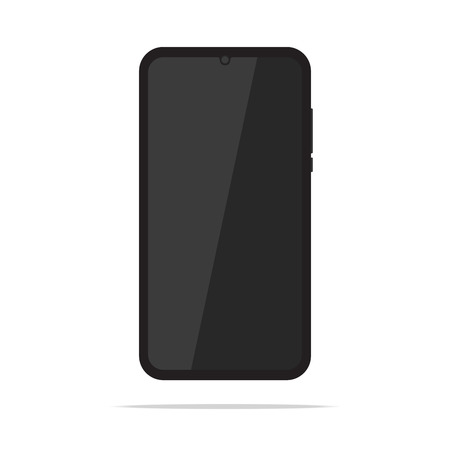 Black mobile phone isolated on white background. Smartphone flat design versionのイラスト素材