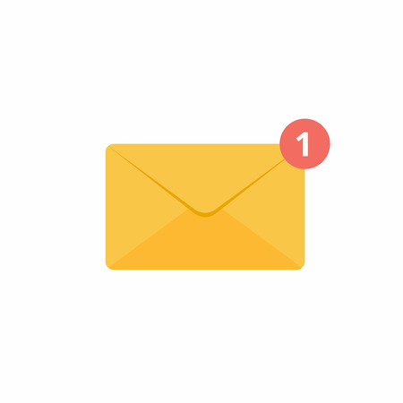 Closed golden yellow envelope icon isolated on white backgroundのイラスト素材