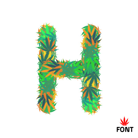 Cannabis letter H from marijuana leaves isolated on white background vector illustrationのイラスト素材
