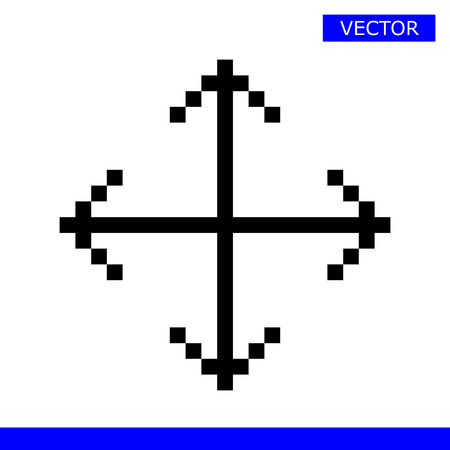 Black thin pixel move cursor vector illustration isolated on white backgroundのイラスト素材