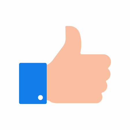 Thumbs up like social icon sign. Hand with thumb. Online message, blogging and other services vector illustration isolated on white backgroundのイラスト素材