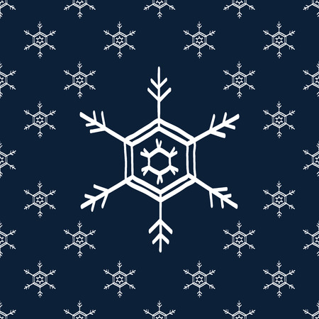 Seamless snowflake dark blue white pattern vector illustrationのイラスト素材
