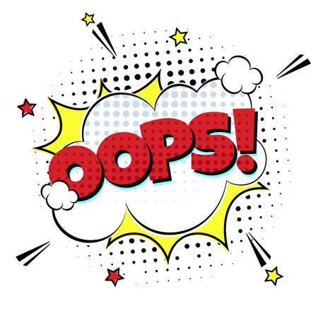 Comic lettering speech bubble for text with OOPS! comic style flat design. Dynamic pop art illustration isolated on white background.のイラスト素材