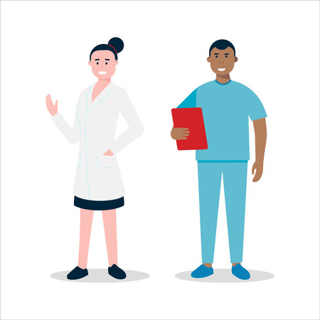 Clipboard flat style   illustration isolated on white background. Medical center hospital employees.のイラスト素材