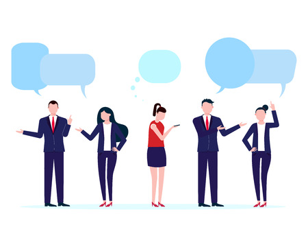 Chat with a speech bubble on a white background. Sharing news, messages.のイラスト素材