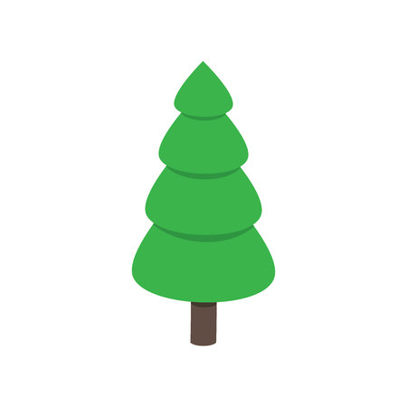 Christmas tree fir flat style design icon sign vector illustration. Symbol of family xmas holiday celebration isolated on white background. Simple shape for holyday. Merry christmas, happy new yearのイラスト素材