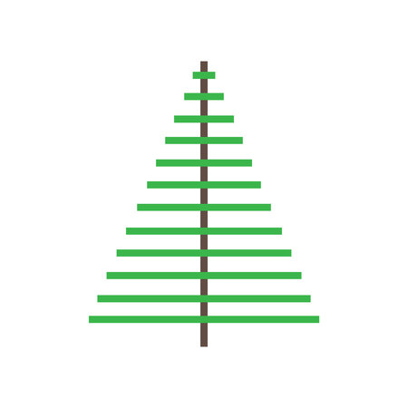 Christmas tree fir flat style design icon sign vector illustration. Symbol of family xmas holiday celebration isolated on white background. Simple shape for holyday. Merry christmas, happy new yearのイラスト素材