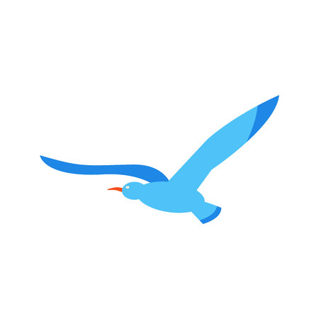 Seagull flat style design vector illustration isolated on white background travel beach icon sign.のイラスト素材
