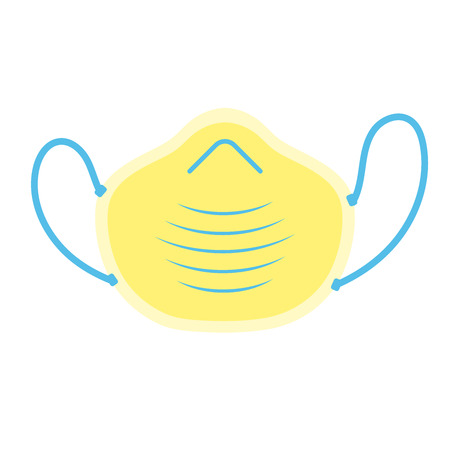 Yellow protective smog mask flat style design vector illustration icon sign isolated on white background.のイラスト素材