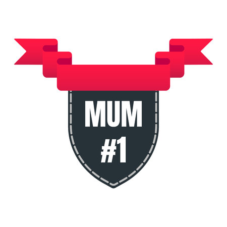 Ribbon award with MUM # 1 text and ribbons. Vector illustration.のイラスト素材