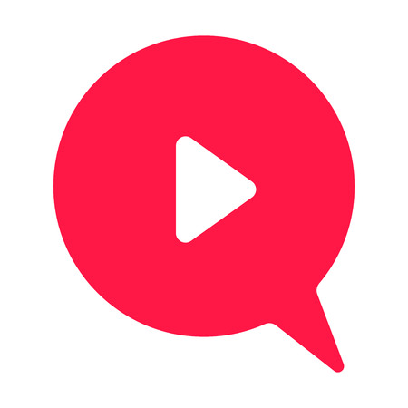 Red play button in circle icon on white background vector illustration.のイラスト素材