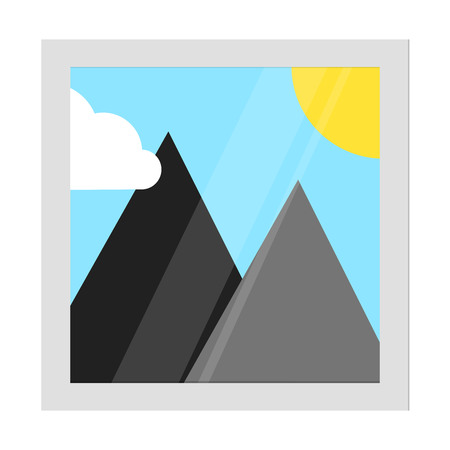 Photo gallery icon sign pictogram flat style design vector illustration isolated on white background. Sun travel symbol.のイラスト素材