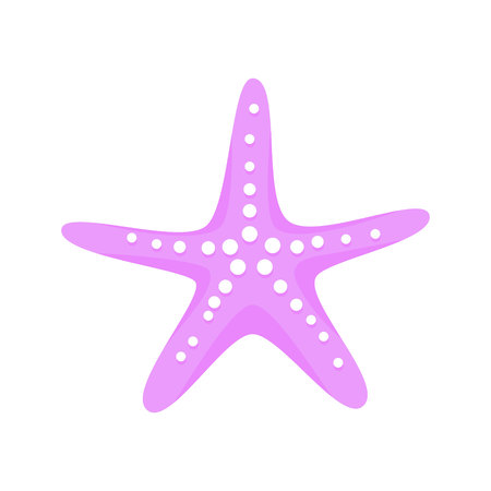 Pink sea starfish flat style design vector illustration isolated on white background. Marine summer ocean symbol star fish.のイラスト素材