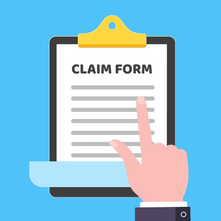 Blue background flat style design vector illustration. Concept of fill out or online survey.のイラスト素材