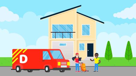 Delivery to home concept. Fast and free.のイラスト素材