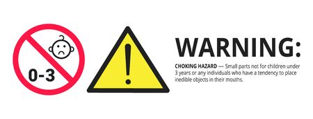 Not suitable for children under 3 years choking hazard forbidden sign sticker isolated on white...