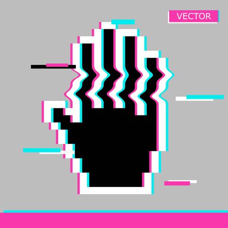 Black pixel mouse hand cursor icon sign flat style design vector illustration isolated on white backgroundのイラスト素材