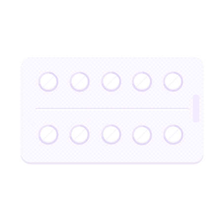 Tablet blister with red white capsules flat style design vector illustration isolated on white background. Medicines packaging pills, capsules pharmacy drug treatment.のイラスト素材