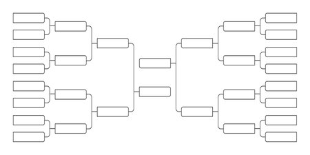 16 team tournament bracket championship template flat style design vector illustration isolated on white background. Championship bracket schedule for soccer, football, basketball, baseball or tennis.のイラスト素材