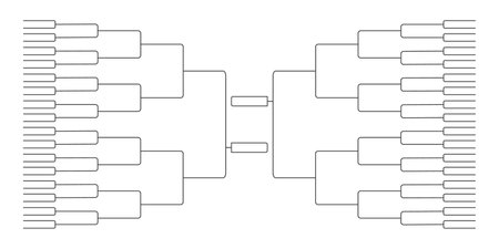 64 team tournament bracket championship template flat style design vector illustration isolated on white background. Championship bracket schedule for soccer, football, basketball, baseball or tennis.のイラスト素材