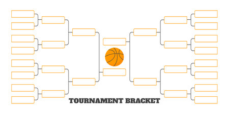 16 team tournament bracket championship template flat style design vector illustration isolated on white background. Championship bracket schedule for basketball game.のイラスト素材