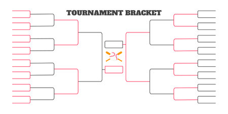 32 team tournament bracket championship template flat style design vector illustration isolated on white background. Championship bracket schedule for baseball game.のイラスト素材