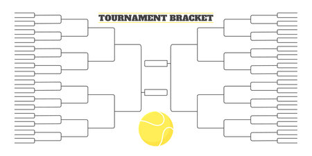 64 team tournament bracket championship template flat style design vector illustration isolated on white background. Championship bracket schedule for tennis game.のイラスト素材