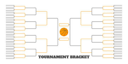 64 team tournament bracket championship template flat style design vector illustration isolated on white background. Championship bracket schedule for basketball game.のイラスト素材