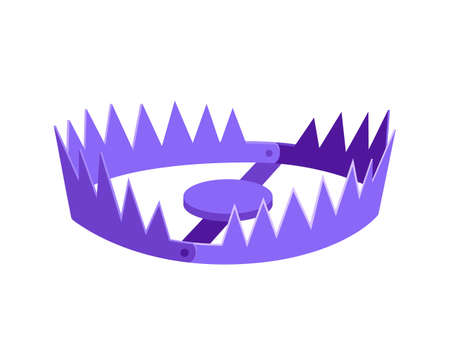 Metal bear trap icon sign flat style design vector illustration isolated on white background.