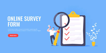 Online survey form checklist complete business concept.のイラスト素材