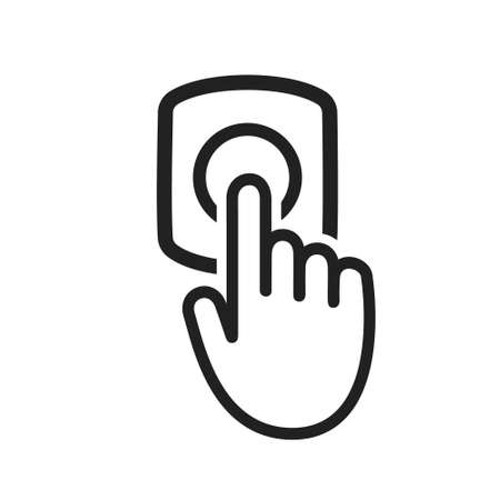Door bell icon flat style design outline sign vector illustration isolated on white background. Pushing ring doorbell button symbol minimal design.のイラスト素材