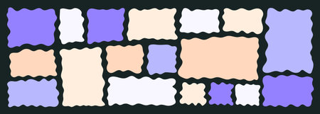 Wavy organic frame with irregular edges playful vector illustration set. Hand-drawn abstract border...