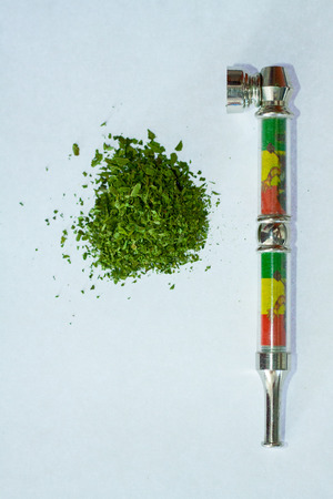 a bunch of dry medicinal cannabis marijuana intended for smoking for medical purposes rastafaray hippiの写真素材