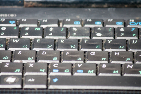 Close up of keyboard of a modern laptop.の写真素材