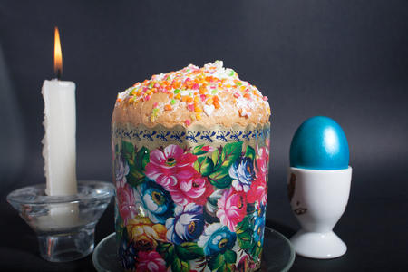 Easter eggs painted in beautiful bright colorsの写真素材