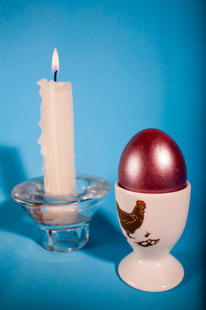 Easter eggs painted in beautiful bright colorsの写真素材