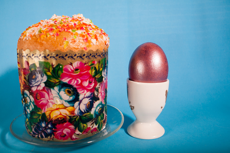 Easter eggs painted in beautiful bright colorsの写真素材