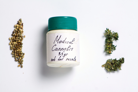 box for medical marijuana as directed by a doctor for the treatment of marijuanaの写真素材