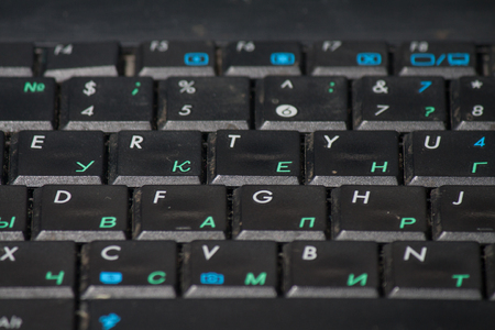 Close up of keyboard of a modern laptop.の写真素材