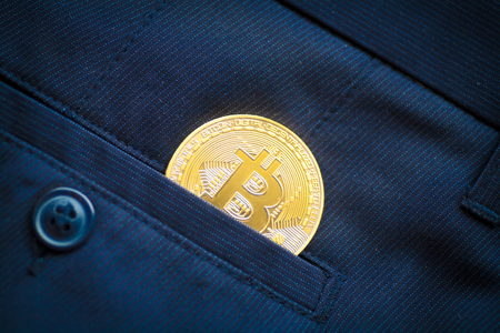 gold coin last bitcoin symbol of crypto currency and technology blockchain block chain bitcoin logoの写真素材