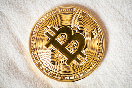 gold coin last bitcoin symbol of crypto currency and technology blockchain block chain bitcoin logo