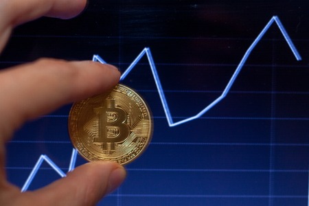 gold coin last bitcoin symbol of crypto currency and technology