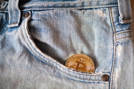 gold coin last bitcoin symbol of crypto currency and technology blockchain block chain bitcoin logoの写真素材