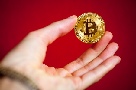 gold coin last bitcoin symbol of crypto currency and technology blockchain block chain bitcoin