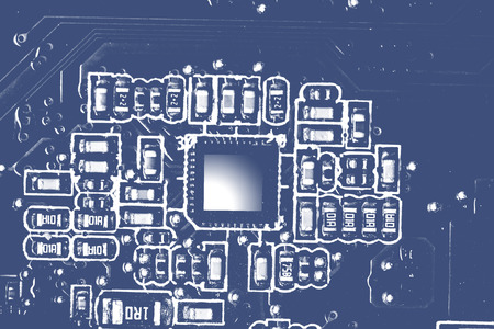 Close-up of electronic circuit board with chips and processors, motherboard laptop computer...