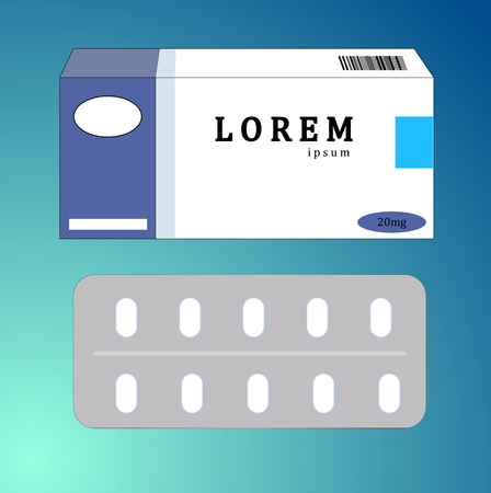 Paper box for tablets and pills in a blister pack For design and brandingのイラスト素材