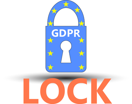 General Data Protection Regulation (GDPR) padlock symbol of the castle with the letters GDPR and the stars of the European Unionのイラスト素材