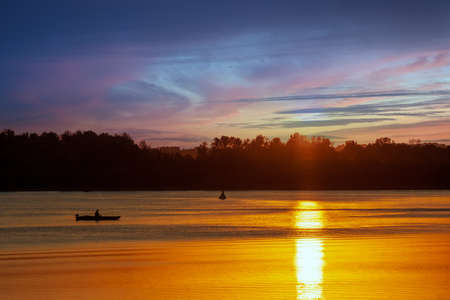 Sunset on the River Don in Russia in June of the summerの写真素材