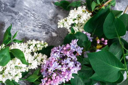 Texture background with bright flowers of lilac for the cover of the notebook diary or congratulations on the womans holidayの写真素材
